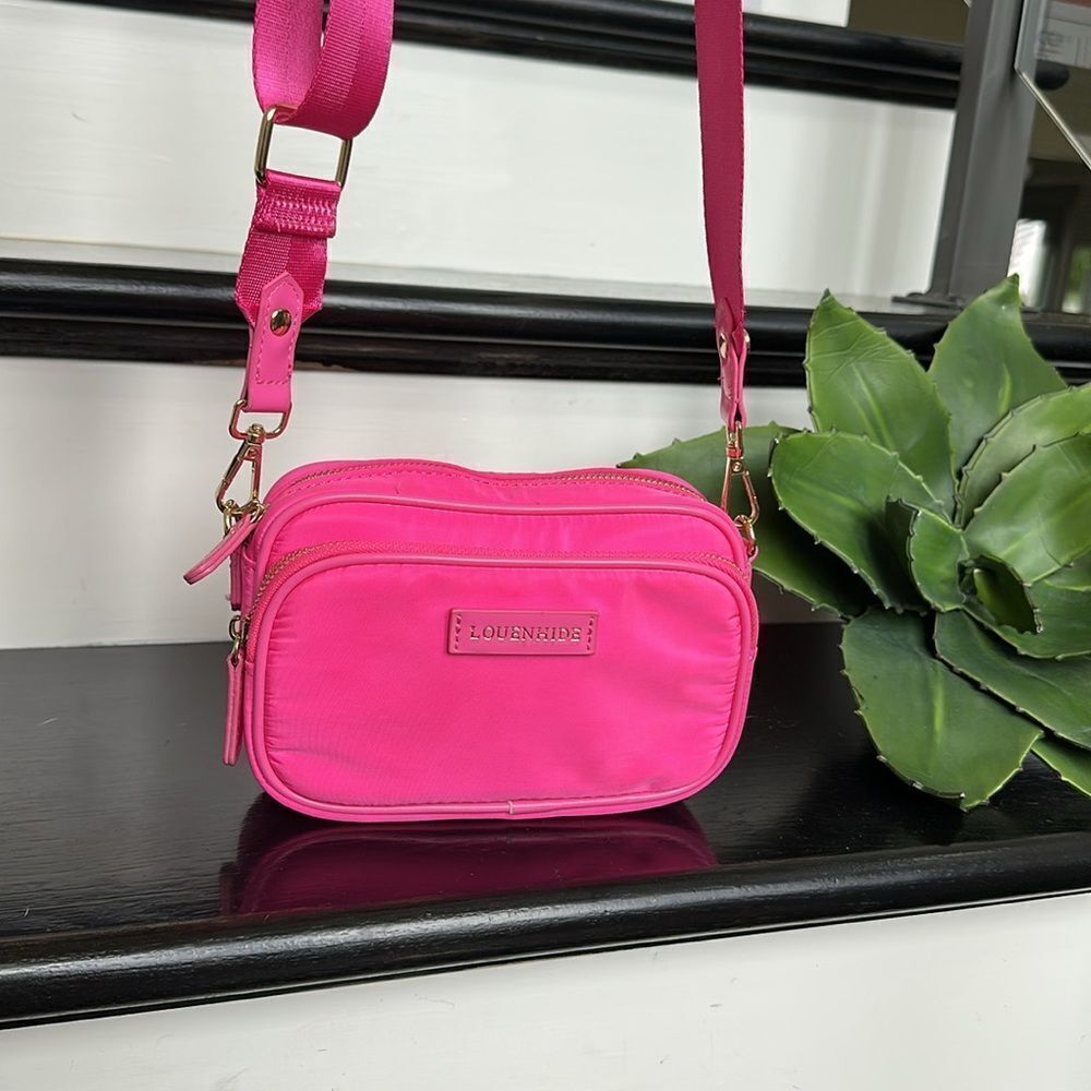 Louenhide Cali Nylon Crossbody shoulder handbag purse like new pink